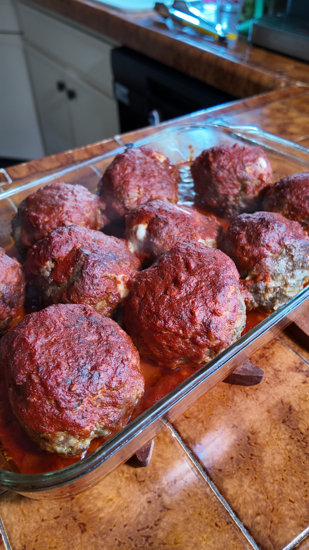Giant Cheese-Stuffed Meatballs