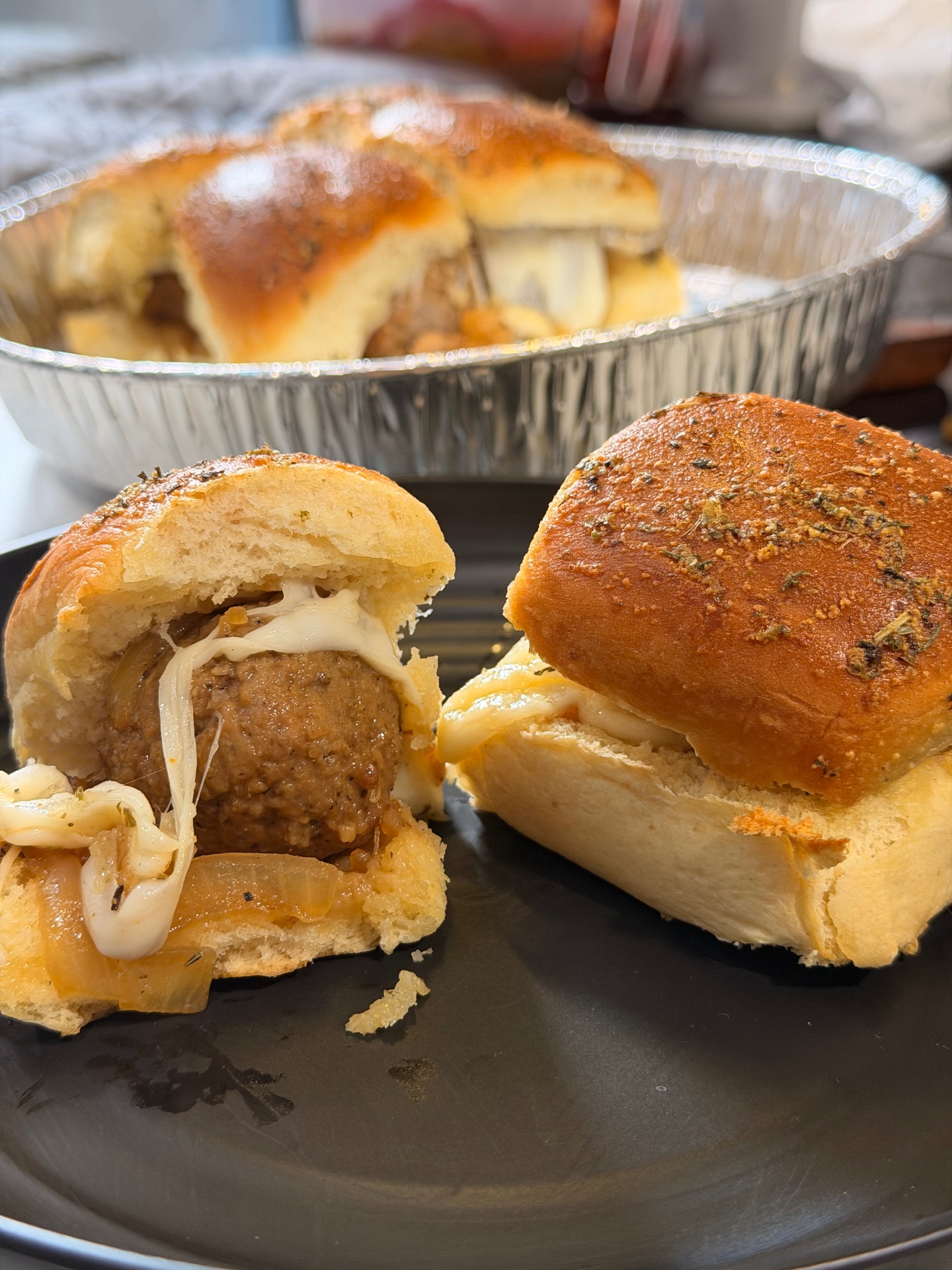 French Onion Meatball Sliders