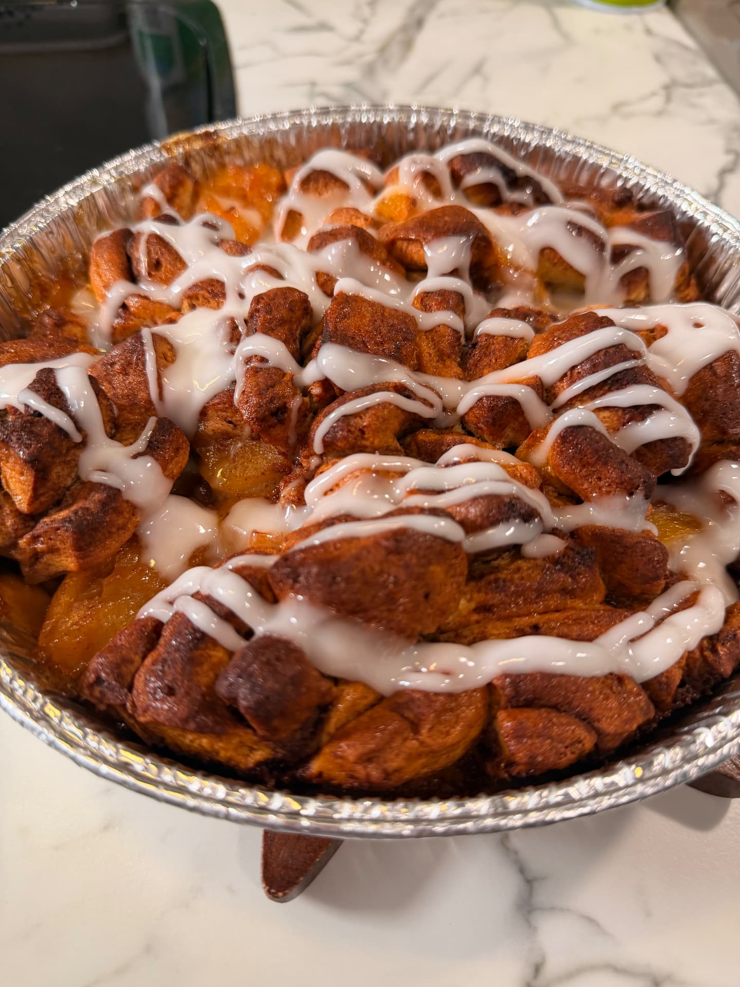 Peach Cobbler Cinnamon Roll Bake